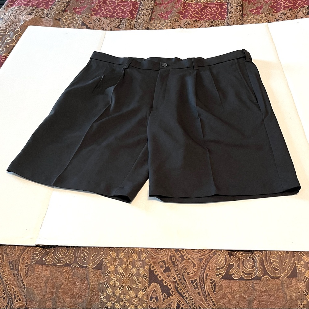 Haggar Cool 18 Pro Men Size 42 Black Golf Shorts Hidden Elastic Stretch Athletic